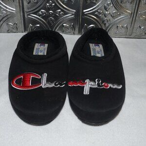 Champion Womens Size 9 Shuffle Script Slippers Black Cozy Soft House Shoes